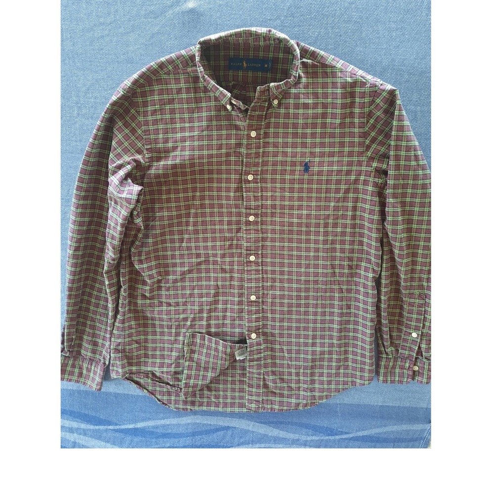 Ralph Lauren Mens Medium Plaid Button Down Shirt Multi Color Cotton RN41381
